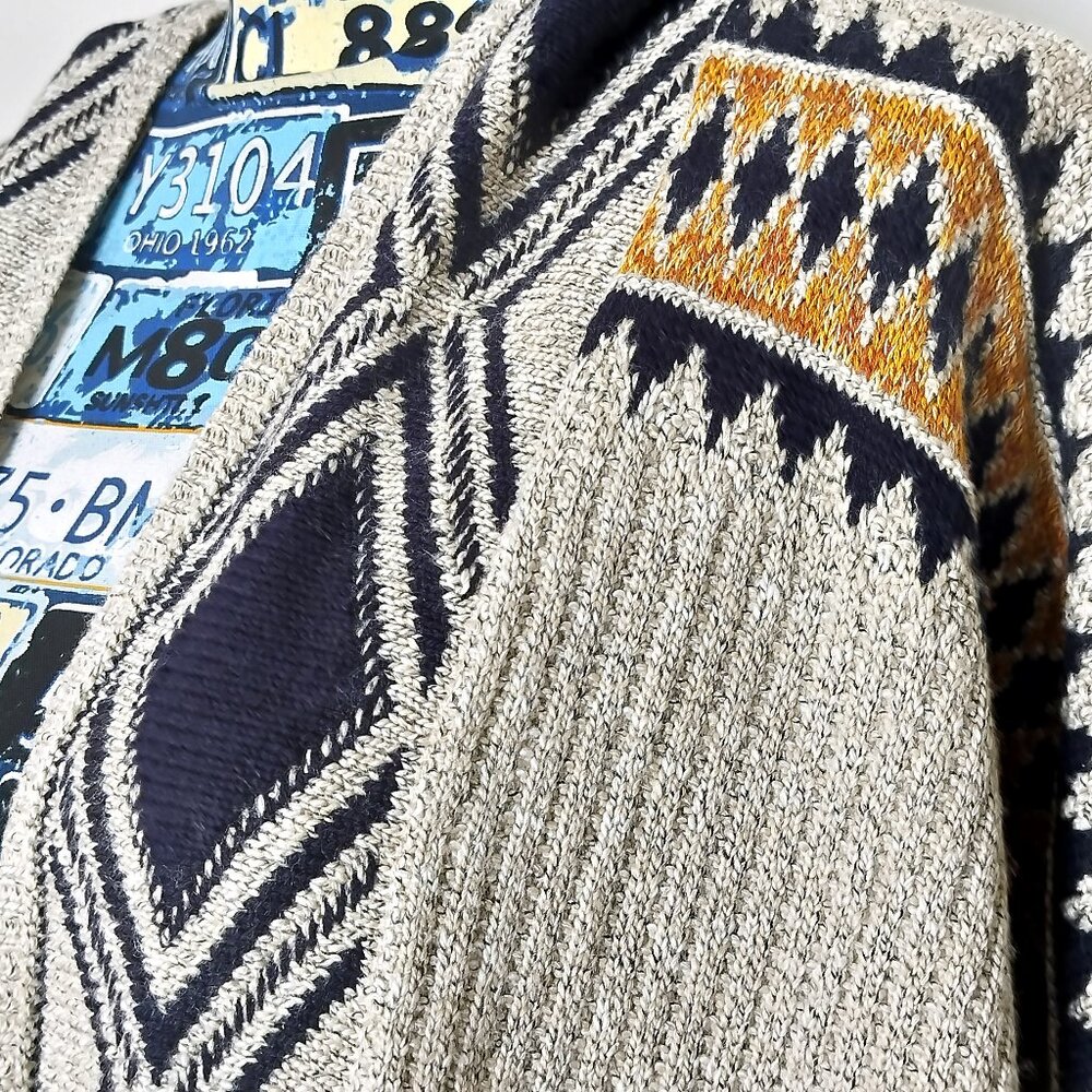 LUCKY BRAND Longline Cardigan Hoodie Open Front Aztec Southwestern Chunky Sz 3X - Picture 7 of 14